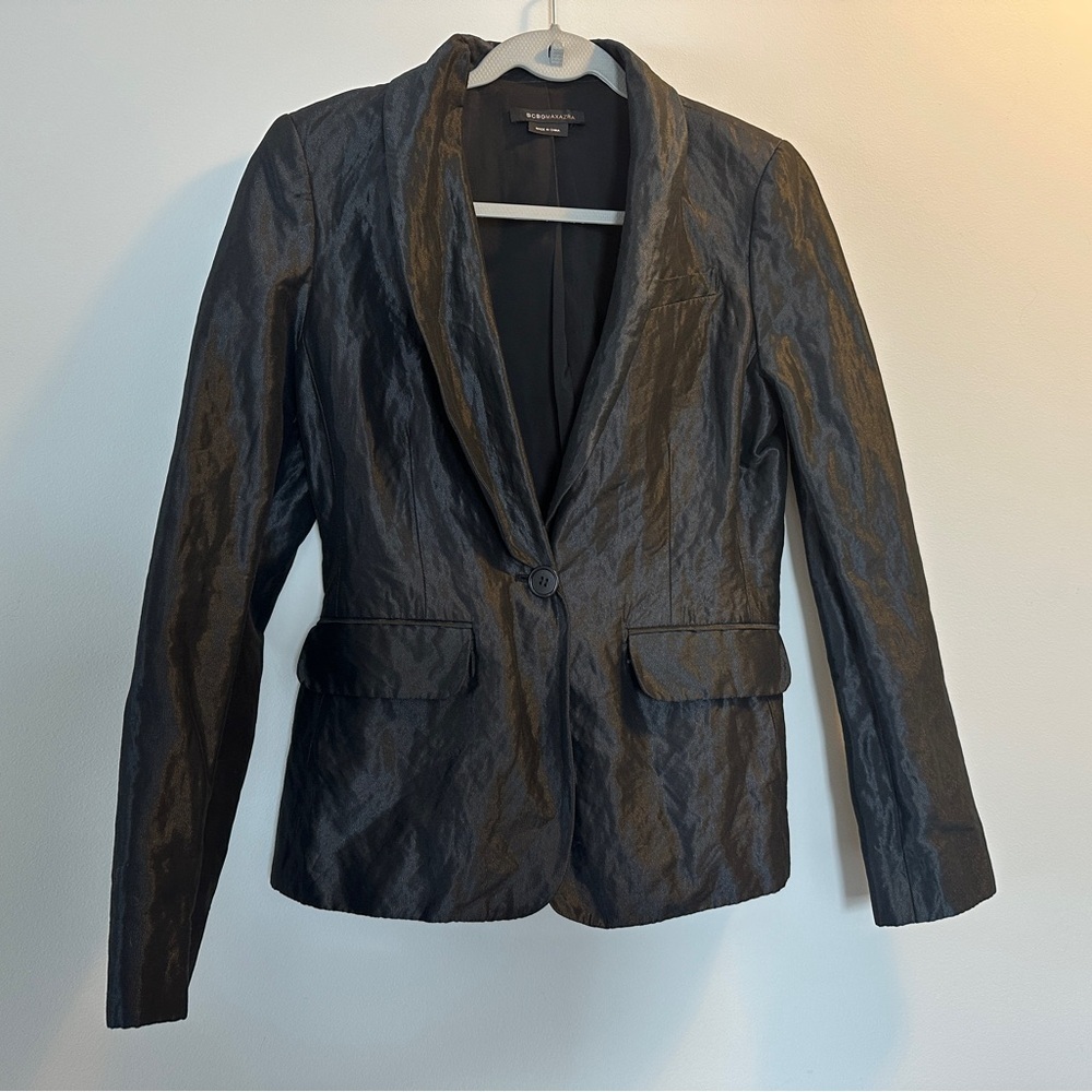 Bcbgmaxazria Black metallic Textured Women's Blazer| size small